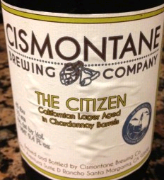 Cismontane The Citizen Chardonnay Barrel beer Label Full Size