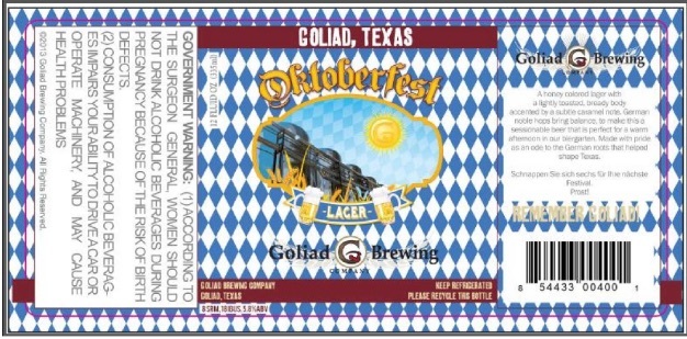 Goliad Oktoberfest beer Label Full Size