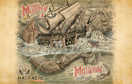3 Floyds + Half Acre Mutiny and the Mollusk beer Label Full Size