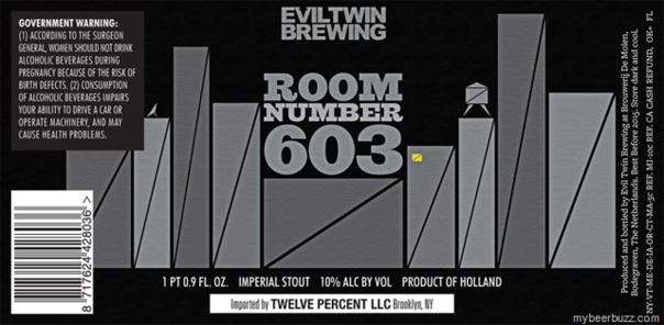 Evil Twin Room Number 603 beer Label Full Size
