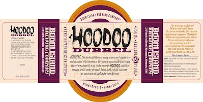 Boom Island Hoodoo Dubbel beer Label Full Size