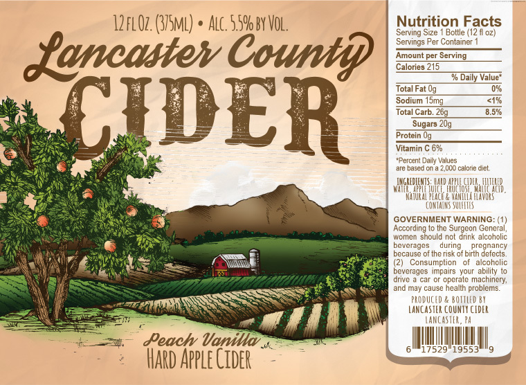 Lancaster County Peach Vanilla beer Label Full Size