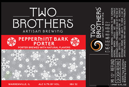 Two Brothers Peppermint Bark Porter 2016 beer Label Full Size