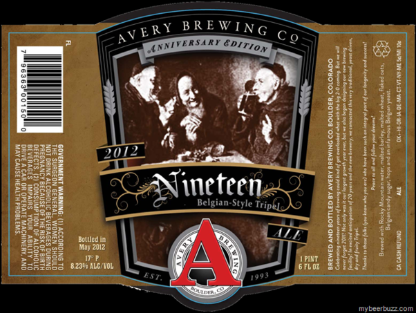 Avery 19th Anniversary beer Label Full Size