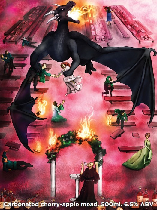 Black Dragon Meadery Roasted Virgin Cherry Cyser beer Label Full Size