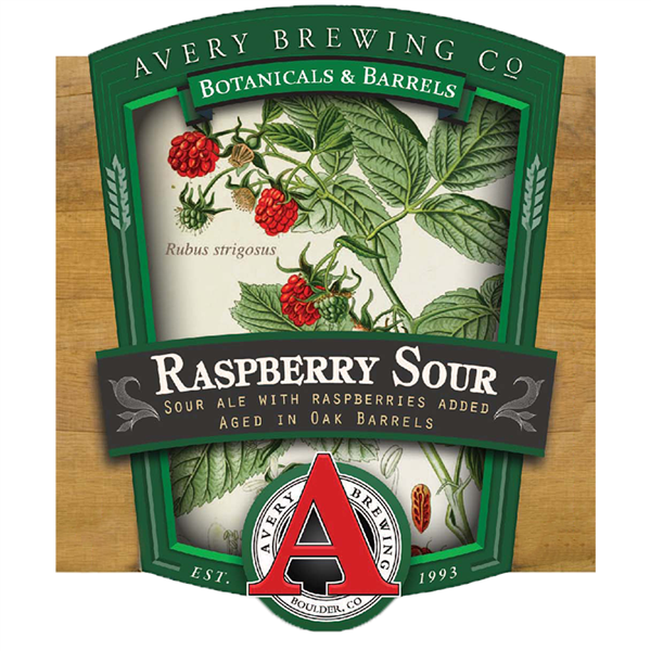 Avery Rasberry Sour Oak Aged beer Label Full Size
