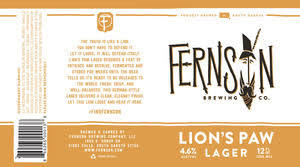 Fernson Lions Paw beer Label Full Size