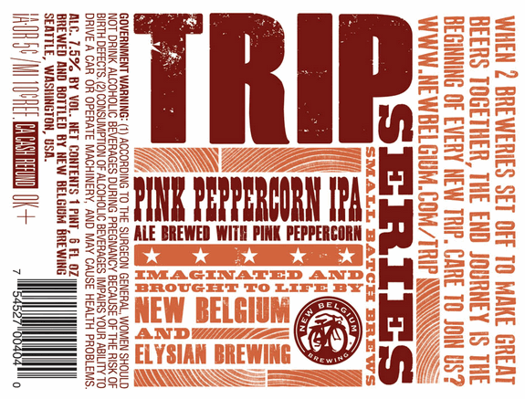 New Belgium + Elysian Trip XII: Pink Peppercorn IPA beer Label Full Size