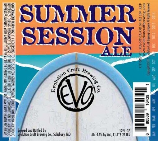 Evolution Summer Session beer Label Full Size