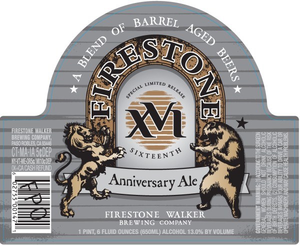 Firestone Walker Anniversary XVI 2012 beer Label Full Size