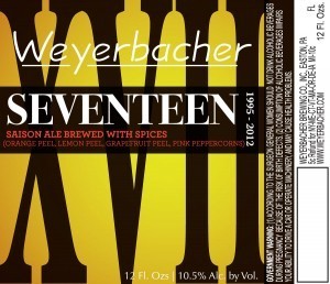 Weyerbacher 17 beer Label Full Size