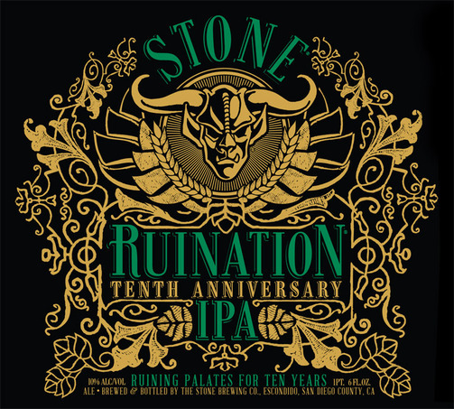 Stone Ruination 10th Anniversary beer Label Full Size