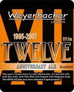 Weyerbacher 12 beer Label Full Size