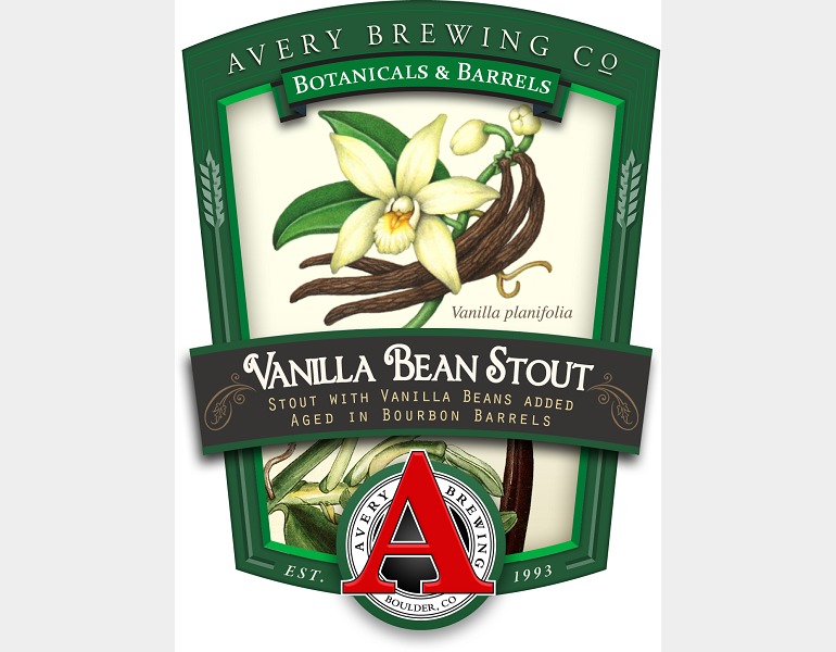 Avery Vanilla Bean Aged in Bourbon Barrels on Nitro beer Label Full Size
