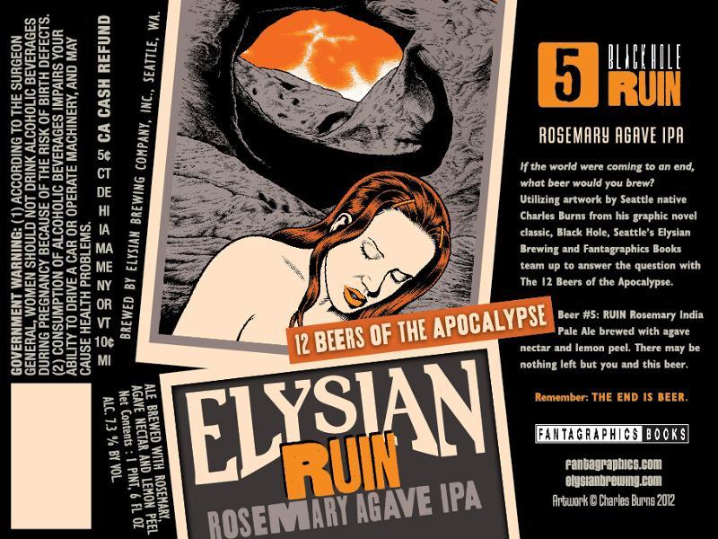 Elysian Ruin Rosemary Agave IPA beer Label Full Size