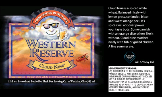 Western Reserve Cloud Nine beer Label Full Size