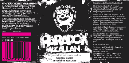 BrewDog Paradox Macallan beer Label Full Size