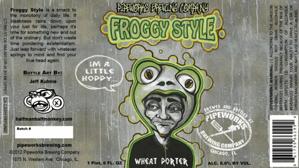 Pipeworks Froggy Style Wheat Porter beer Label Full Size