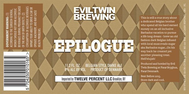 Evil Twin Epilogue beer Label Full Size