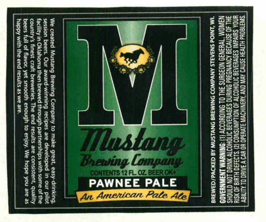 Mustang Pawnee Pale Ale beer Label Full Size