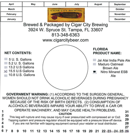 Cigar City Minaret ESB Nitro beer Label Full Size