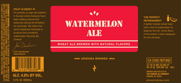 Phoenix Ale  Watermelon Ale beer Label Full Size