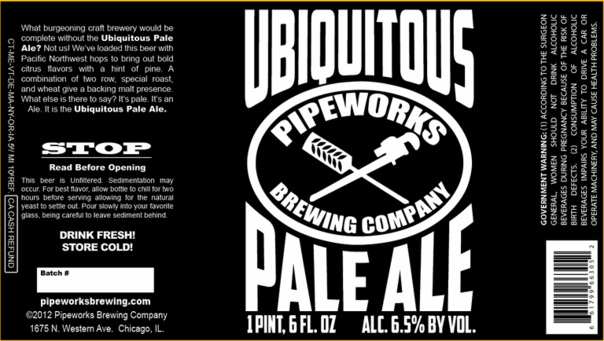 Pipeworks Ubiquitous Pale Ale beer Label Full Size