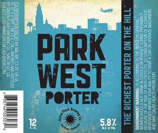 Green Flash Park West Porter beer Label Full Size