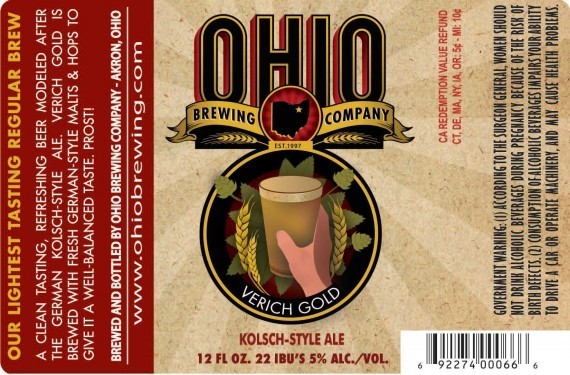 Ohio Verich Gold beer Label Full Size