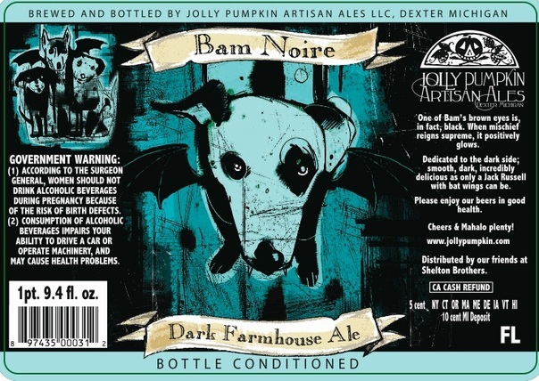 Jolly Pumpkin Bam Noire 2010 beer Label Full Size