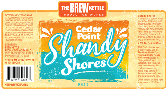 The Brew Kettle Cedar Point Shandy Shores beer Label Full Size