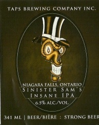 Taps Sinister Sam's Insane IPA beer Label Full Size
