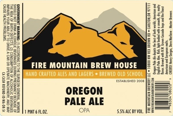 Fire Mountain Oregon Pale Ale beer Label Full Size