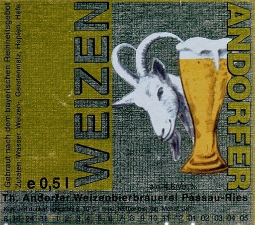 Andorfer Hefeweizen beer Label Full Size