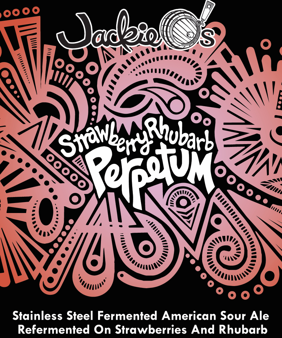 Jackie O's Strawberry Rhubarb Perpetum beer Label Full Size