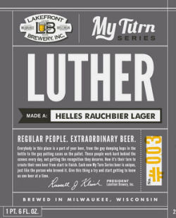 Lakefront Luther Helles Rauchbier Lager beer Label Full Size