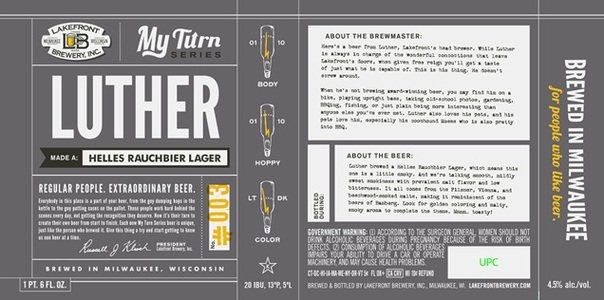 Lakefront My Turn Luther beer Label Full Size