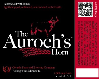 Olvalde Farm The Auroch's Horn beer Label Full Size