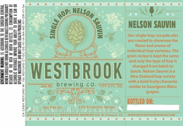 Westbrook Single Hop Nelson Sauvin beer Label Full Size