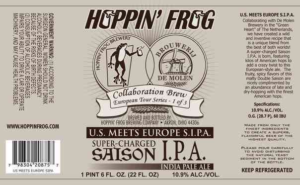Brouwerij de Molen + Hoppin’ Frog  US Meets Europe beer Label Full Size