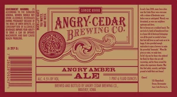 Angry Cedar Angry Amber beer Label Full Size