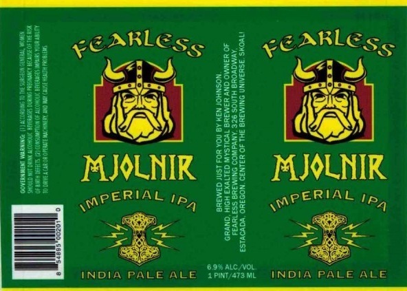 Fearless Mjolnir beer Label Full Size