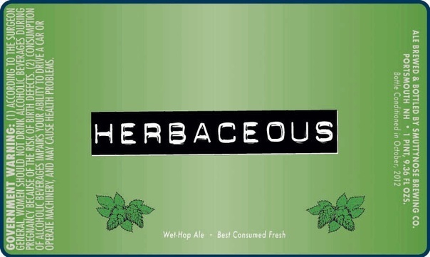 Smuttynose Herbaceous beer Label Full Size