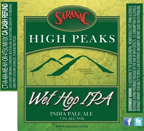 F.X. Matt Saranac Wet Hop beer Label Full Size