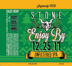 Stone Enjoy By 12.25.17 Unfiltered IPA beer Label Full Size