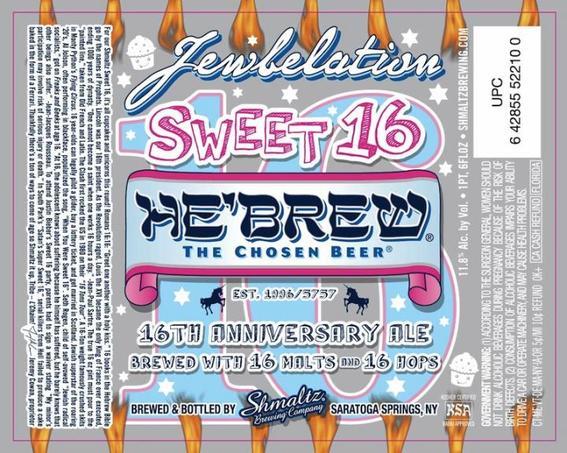 Shmaltz Jewbelation Sweet 16 beer Label Full Size