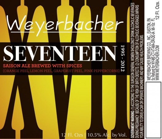 Weyerbacher Seventeen beer Label Full Size