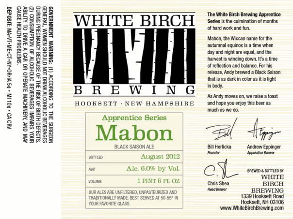 White Birch Mabon (Black Saison) beer Label Full Size