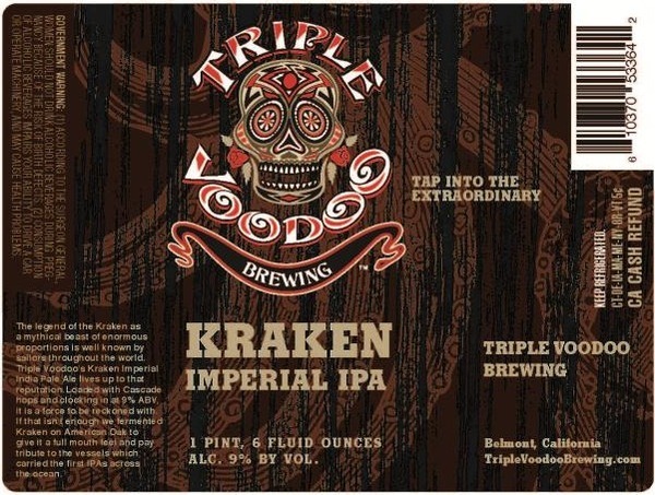 Triple Voodoo Kraken Imperial IPA beer Label Full Size