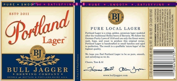Bull Jagger Portland Lager beer Label Full Size